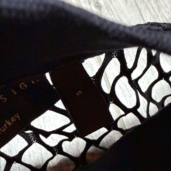 Black Mesh Long Sleeve Top Size S - Picture 3 of 7